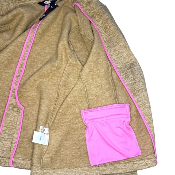 Lands End Neutral Tone Fleece/Sweater Button Blazer Jacket Size L Tan Comfy NWT - Picture 7 of 10